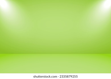 Product display studio: A vector illustration of an empty studio with professional lighting and a soothing light green background, ideal for showcasing products with a refreshing and calming vibe.