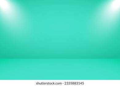 Product display studio: A vector illustration of an empty studio with professional lighting and a serene light blue background, ideal for showcasing products with a refreshing and calming vibe.