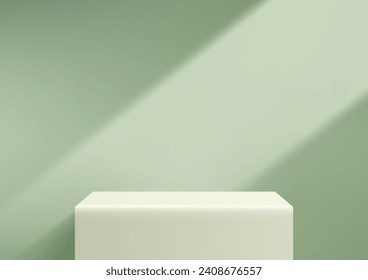 Product display with this soft green 3D podium mockup. Perfect for showcasing cosmetics, jewelry, or any other product in a minimal style. Vector illustration