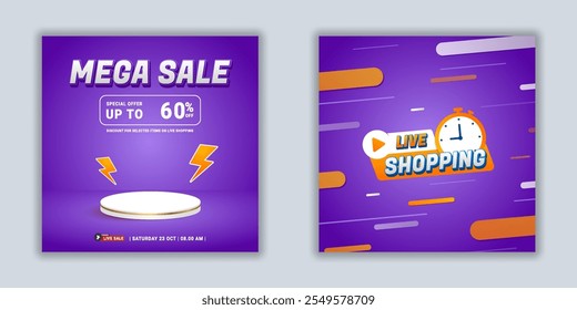 Werbung für einen Rabatt, Clearance-Verkauf oder ein besonderes Ereignis, unsere Flash-Verkauf Banner-Vorlage. Mega Verkaufspodium Luxus-Design