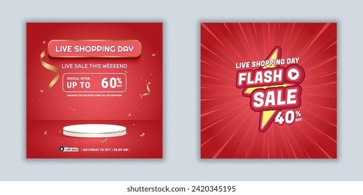 Product Display Vector Template | Live Streaming shopping social media template