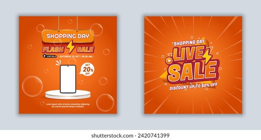 Product Display Vector Template | Make your sales pop with vibrant orange social media designs! Perfect for businesses wanting to highlight discounts, engage audiences, and drive more clicks