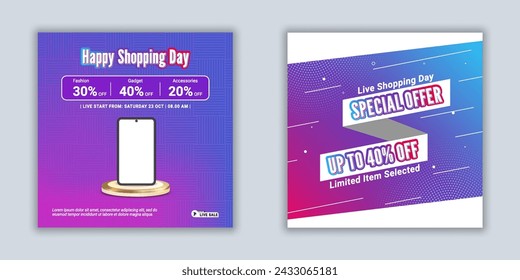 Product Display Vector Template | Social media banners live shopping sale new era modern wholesale 