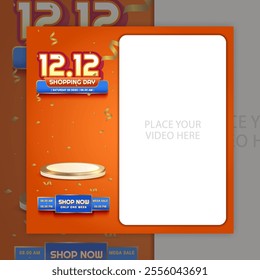 Product Display Vector Template, Sosial Media Video Layout December Discount Sale. Advertising a discount, clearance sale, or special event, our flash sale banner template.