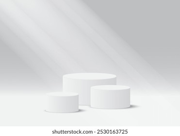 Product display, White podium and background with abstract minimal scene for product and brand presentation, Abstract podium composition, White background copy space, 3d vector illustration.