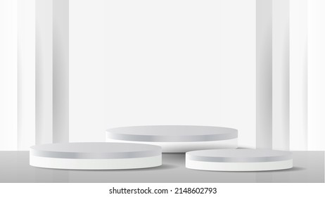 Product display with white podium on white  background fresh mind , illustration 3d Vector EPS 10