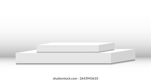 Product Display White Podium on Studio Background. Vector Illustration. Abstract Business Wallpaper. Banner