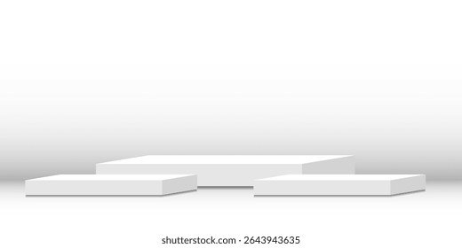 Product Display White Podium on Studio Background. Vector Illustration. Abstract Business Wallpaper. Banner