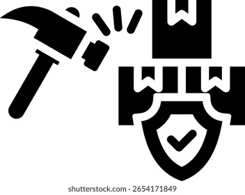 Ilustração do vetor de glifo do ícone de durabilidade do produto