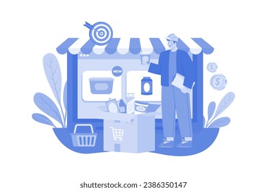 Concepto de ilustración de ingeniero de productos en un fondo blanco