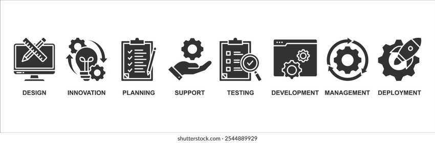 Concepto de Ilustración vectorial de icono de Web de Anuncio de ingeniería de Producto con icono