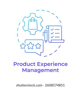 Product experience management blue gradient concept icon. Optimizing content for multiple sales channels. Round shape line illustration. Abstract idea. Graphic design. Easy to use in presentation