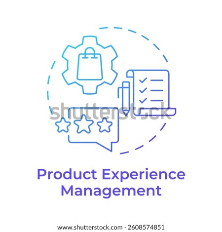Product experience management blue gradient concept icon. Optimizing content for multiple sales channels. Round shape line illustration. Abstract idea. Graphic design. Easy to use in presentation