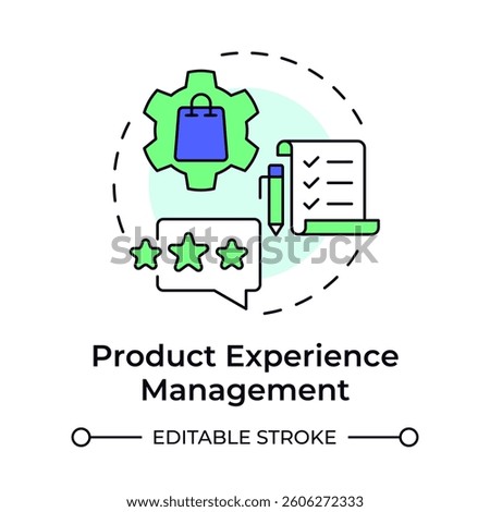 Product experience management multi color concept icon. Optimizing content for multiple sales channels. Round shape line illustration. Abstract idea. Graphic design. Easy to use in presentation