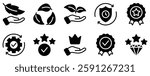 Product Feature Icon Set Highlighting Solid Style Collection for Benefits and Advantages.
