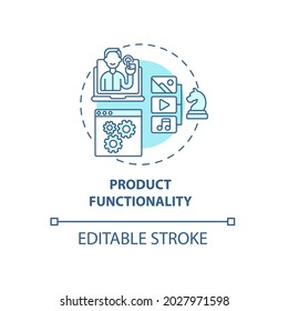 Product functionality concept icon. UX rule abstract idea thin line illustration. Service usefulness. Achieving goals and needs. Vector isolated outline color drawing. Editable stroke