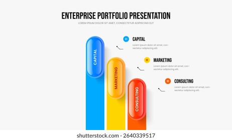 Product Growth 3 Step Infographic Slide Design. Enterprise Campaign Slideshow Layout Vector Illustration. Creative Proposal Three Element Diagram Frame Template.