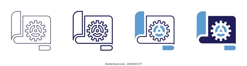 Product design​ icon in 4 different styles. Thin Line, Line, Bold Line, Duotone. Duotone style. Editable stroke.