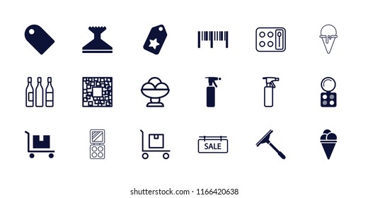 Product icon. collection of 18 product filled and outline icons such as spray bottle, eyeshadow palette, tag, qr code, ice cream. editable product icons for web and mobile.