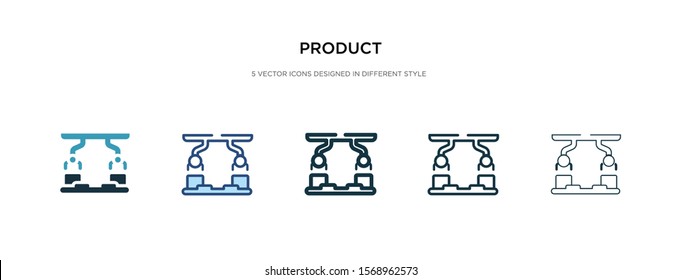 product icon in different style vector illustration. two colored and black product vector icons designed in filled, outline, line and stroke style can be used for web, mobile, ui