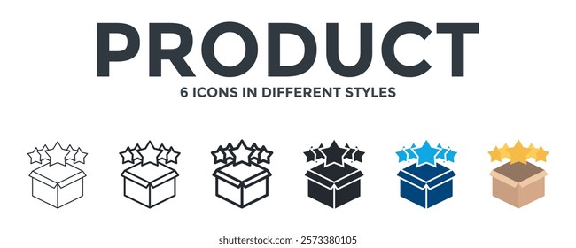 Product Icon In Different Style Vector Illustration. Designed In Thin Line, Regular Line, Bold Line, Glyph, Color Fill, And Flat Style Can Be Used For Web