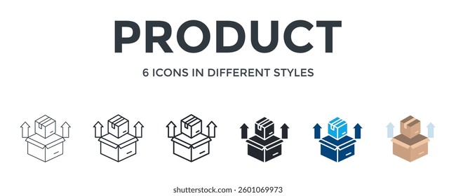 Product Icon In Different Style Vector Illustration. Designed In Thin Line, Regular Line, Bold Line, Glyph, Color Fill, And Flat Style Can Be Used For Web