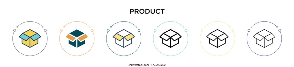 Produktsymbol in gefüllter, dünner Linie, Umriss- und Strichform. Vektorgrafik von zwei farbigen und schwarzen Vektorgrafiken-Designs kann für mobile, iPhone-, web-basierte