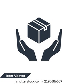 product icon logo vector illustration. logistic label hands holding box symbol template for graphic and web design collection