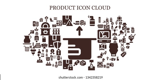 product icon set. 93 filled product icons.  Simple modern icons about  - Package, Toothbrush, Ice cream, Eco, Spray, Popsicle, Basket, Inhaler, Sausage, Cheese, Dried fish, 3d printer