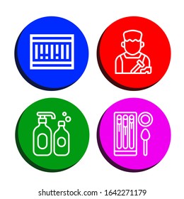 product icon set. Collection of Barcode, Shoemaker, Shampoo, Churros icons