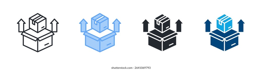 Product Icon Set Multiple Style. Design In Outline, Blue, Glyph, Dualtone