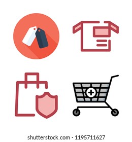 product icon set. vector set about supermarket, shopping cart and package icons set.