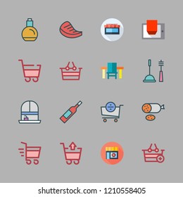 product icon set. vector set about window, wine bottle, salami and perfume icons set.