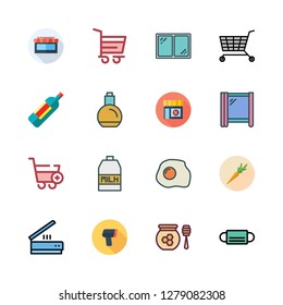 product icon set. vector set about scanning, stores, perfume and fried egg icons set.