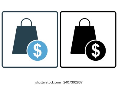 product icon. shopping bag with dollar. solid icon style. element illustration