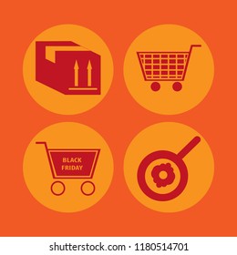 product icon. product vector icons set shopping cart, fried egg and parcel box