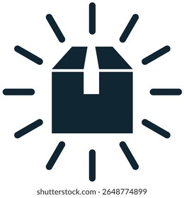 Product icon vector, showcasing finished goods, consumer items, and commercial output. Ideal for e-commerce, retail, packaging, and illustrating diverse market offerings.