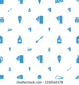 product icons pattern seamless white background. Included editable filled tag, mascara, cheese, ice cream, milk can, sale tag icons. product icons for web and mobile.