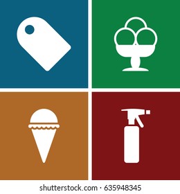 Product icons set. set of 4 product filled icons such as spray bottle, ice cream