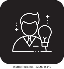 Product Idea Business people icon with black filled line style. development, project, research, innovation, creative, process, bulb. Vector illustration