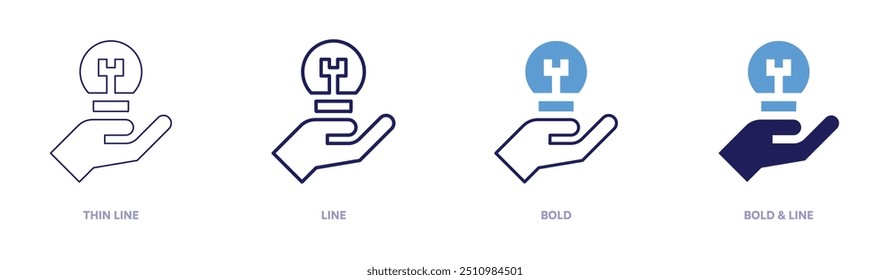 Product idea icon in 4 different styles. Thin Line, Line, Bold, and Bold Line. Duotone style. Editable stroke.