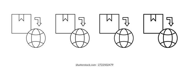 Product Import Icons Vector Set In Different Stroke Line Style