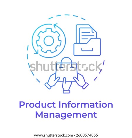 Product information management blue gradient concept icon. Centralized data collecting system. E commerce. Round shape line illustration. Abstract idea. Graphic design. Easy to use in presentation