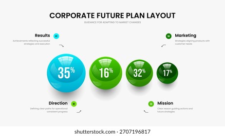 Producto Innovación Presentación Plantilla Ilustración vectorial. Colorido diseño del marco del gráfico de cuatro pasos de propuesta. Planificación Corporativa Diseño de presentación de diapositivas de gráfico de 4 elementos.