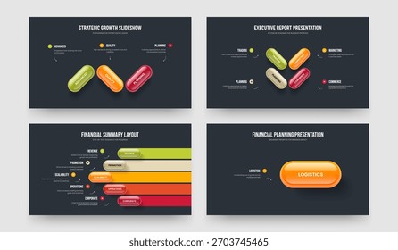 Product Introduction Three Four Five One Option Infographic Presentation Layout Vector Illustration Collection. Visual Forecast 3 4 5 1 Step Diagram Slideshow Template Set.
