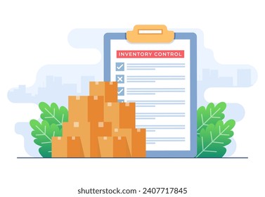 Product inventory management concept flat vector illustration concept, Warehouse management, Managing incoming and outgoing goods