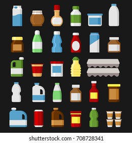 Product Items Set. Food and Drinks Icons. Vector