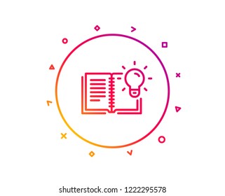 Product knowledge line icon. Education process sign. Gradient pattern line button. Product knowledge icon design. Geometric shapes. Vector