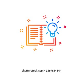 Product knowledge line icon. Education process sign. Gradient design elements. Linear product knowledge icon. Random shapes. Vector