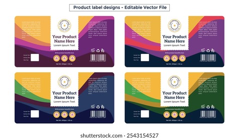 Product label design template cosmetic labels editable vector file for printing supplement packaging design food packaging jar labels pills bottle label design set illustration